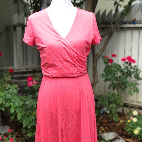 Lands’ End Surplice V-Neck Fit and Flare Dress - Picture 1 of 5